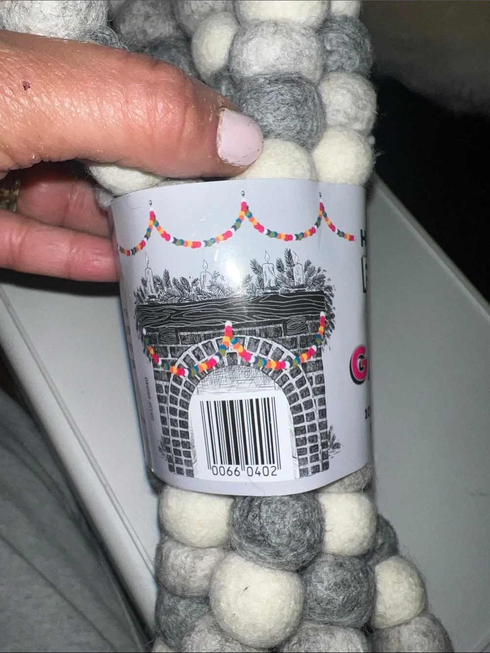 Trader Joe’s Handcrafted Felted Wool Garland - Gray & Cream